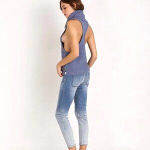 One Teaspoon Navy Blue Turtleneck Knit Sleeveless Racerback Sweater XS